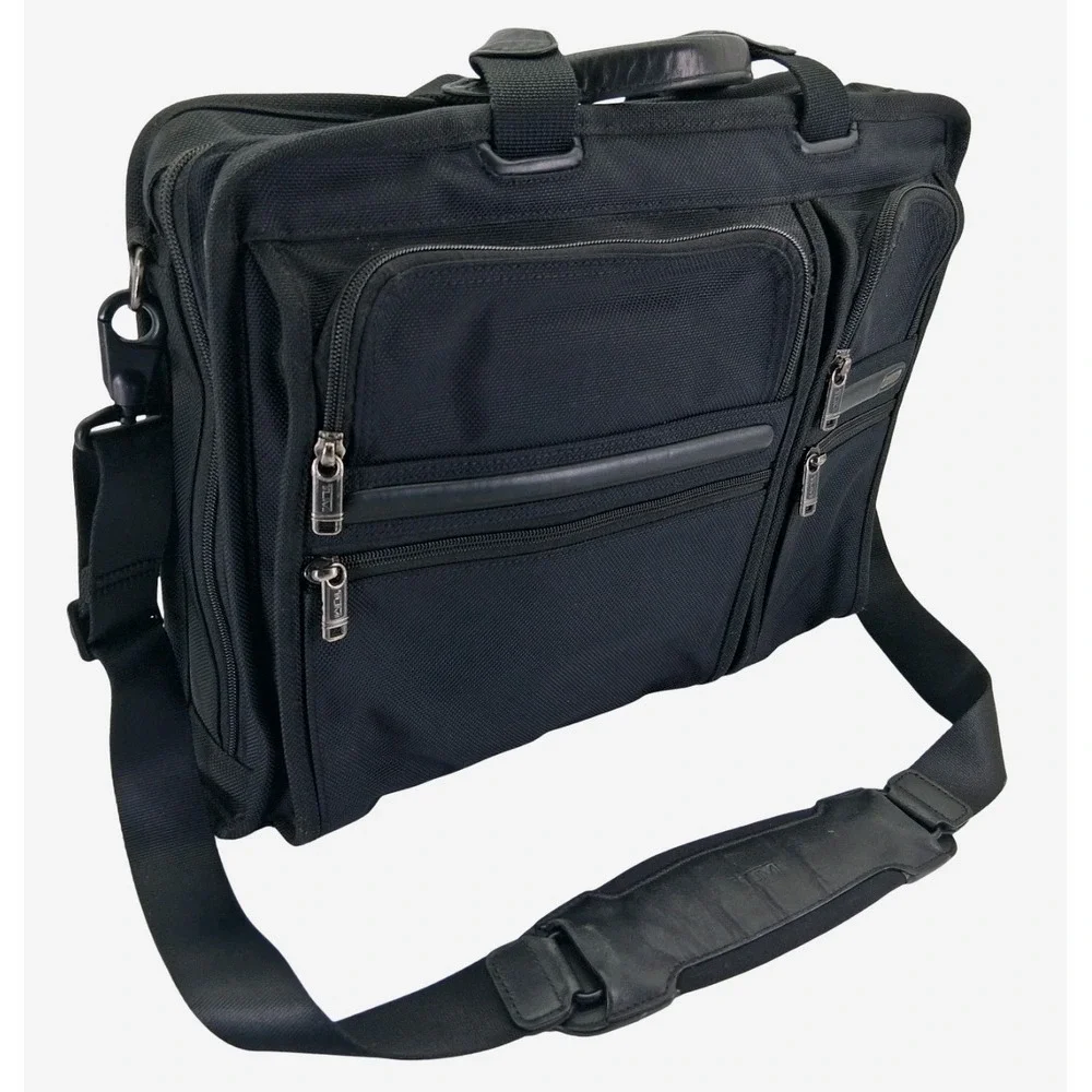Tumi 26114D4 Briefcase Laptop Bag Black Nylon Padded 15 Inch Shoulder Strap